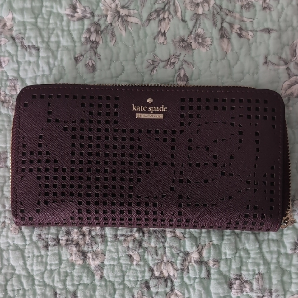 Kate Spade Dark Purple Laser-Cut Wallet